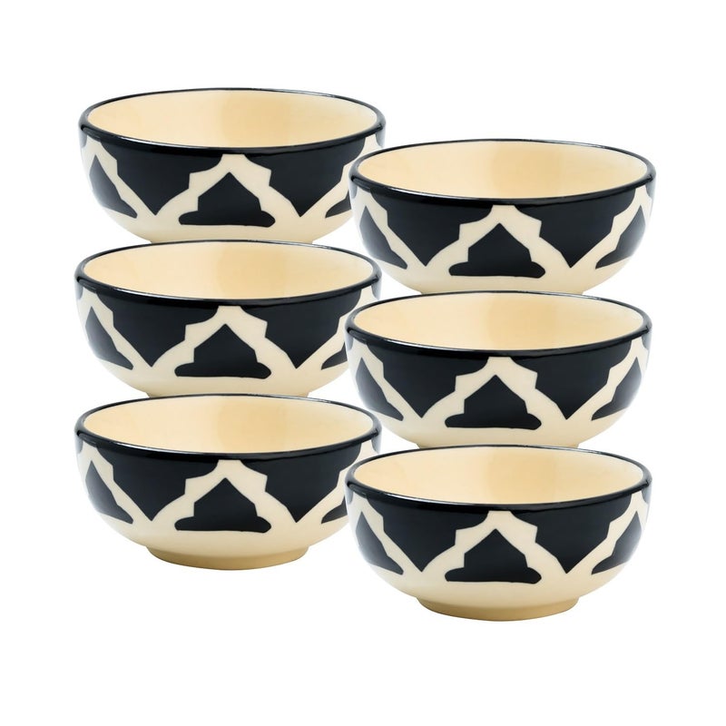 Sugalsu Cereal Bowls Ceramic Soup Bowls Set of 6125ML Colorful Soup and Salad Bowls for Kitchen Bowl Set for Cereal Salad Dessert Ice Cream Soups Noodles Snacks Dal Curry Black - Image 1