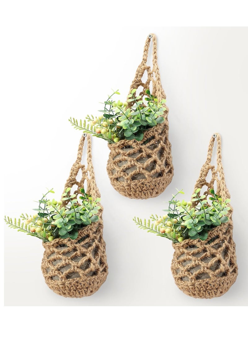 Antikiano 3 Pack Hanging Planter for 4 inch Pot, Wall Planters for Indoor Plants | Plant Hanger, Wall Macrame Plant Hanger (Jute, 3PK)  - Image 1