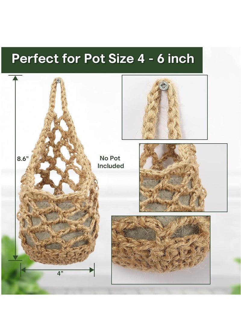 Antikiano 3 Pack Hanging Planter for 4 inch Pot, Wall Planters for Indoor Plants | Plant Hanger, Wall Macrame Plant Hanger (Jute, 3PK)  - Image 2