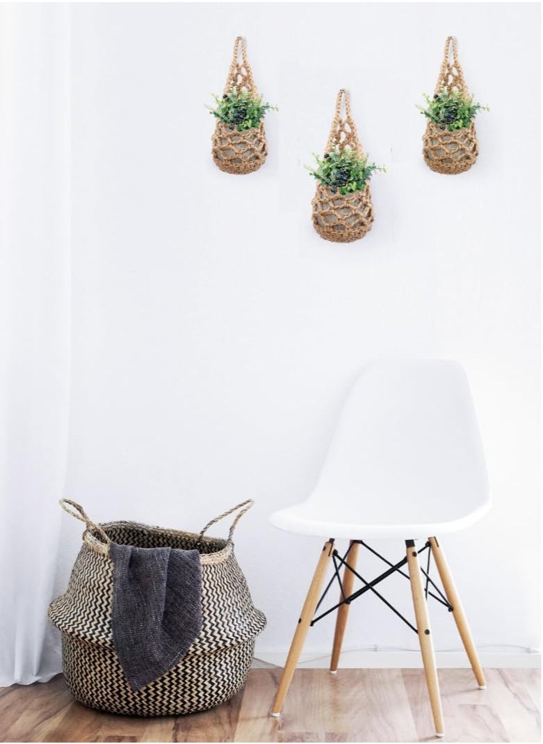 Antikiano 3 Pack Hanging Planter for 4 inch Pot, Wall Planters for Indoor Plants | Plant Hanger, Wall Macrame Plant Hanger (Jute, 3PK)  - Image 3