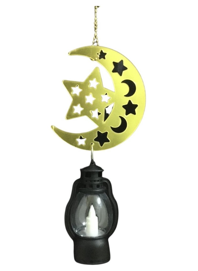 Generic Product Name: Ramadan Decoration - Crescent Moon and Stars with Small Lantern - black  - Image 1