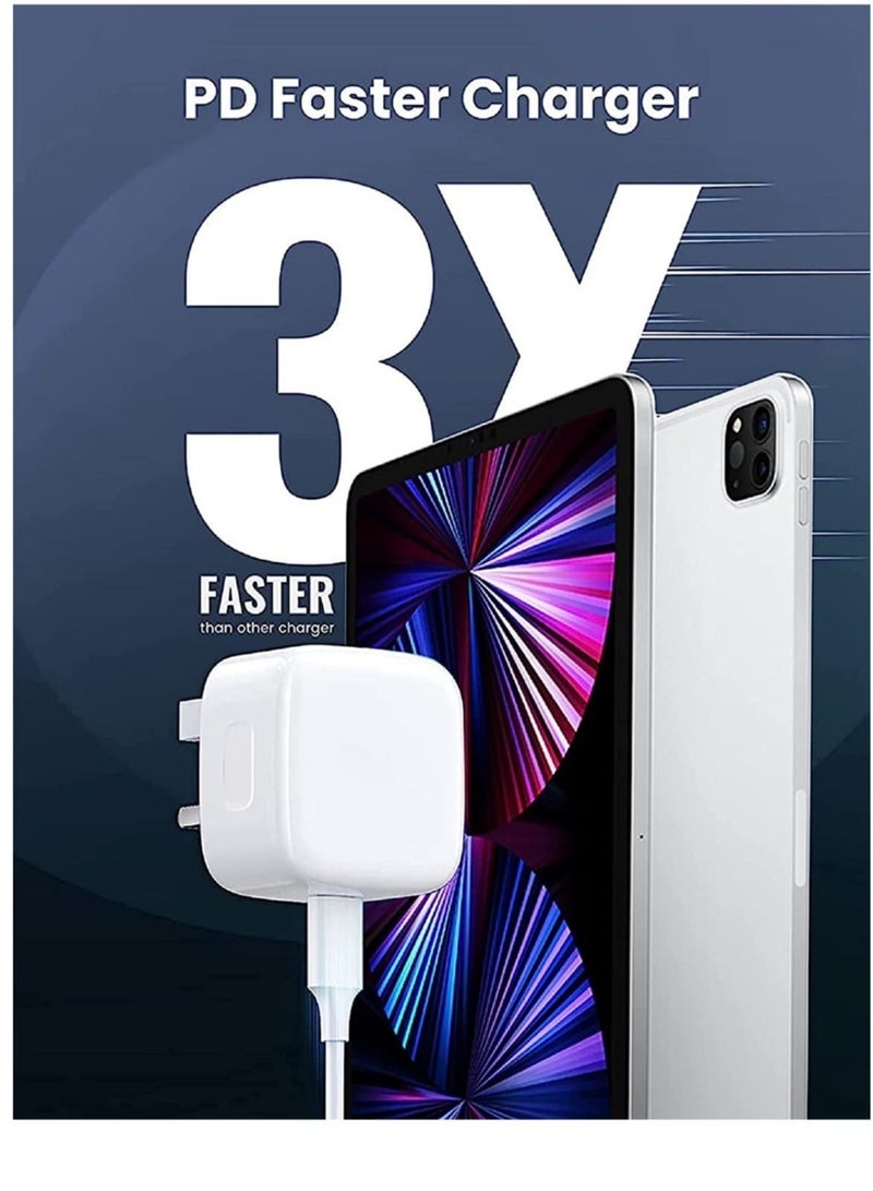 MUNTAQI USB C charger and plug for ipad Pro, 20W Wall Fast Charger with 6.6FT USB C Fast Charging Cable Compatible for iPad Pro 12.9 5/4/3 Gen iPad Pro 11 3/2/1 Gen iPad Air 5,Galaxy S22/Note20 - Image 4