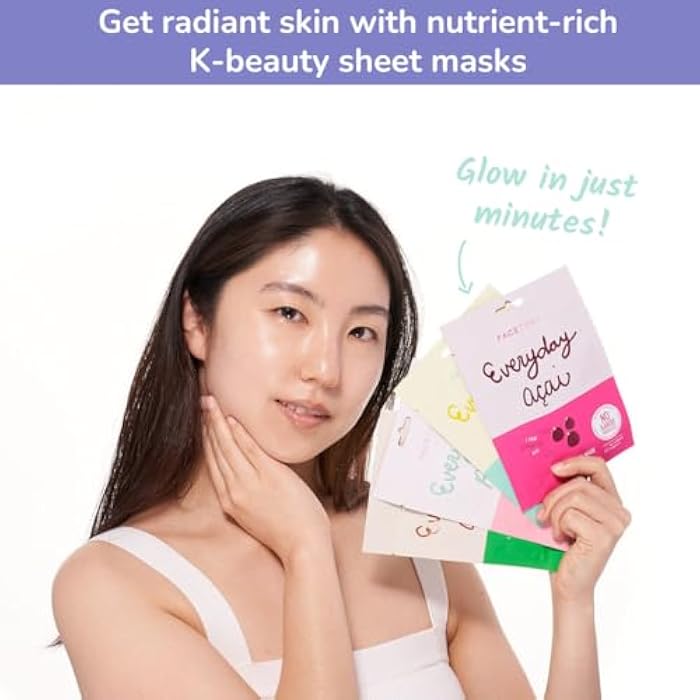 FACETORY K Beauty Face Mask Skin Care - EVERYDAY 8 COLLECTION Sheet Mask Set | Natural Premium Korean Face Mask For All Skin Types - No Sulfates No Parabens (8 pc) - Image 2