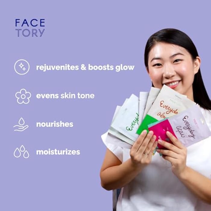FACETORY K Beauty Face Mask Skin Care - EVERYDAY 8 COLLECTION Sheet Mask Set | Natural Premium Korean Face Mask For All Skin Types - No Sulfates No Parabens (8 pc) - Image 3