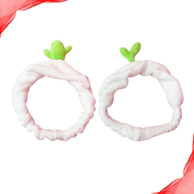 2PCS Lovely Headband Elastic Makeup Shower Wash Face Hair Band Headwrap (Cactus, Bean ) - Image 4