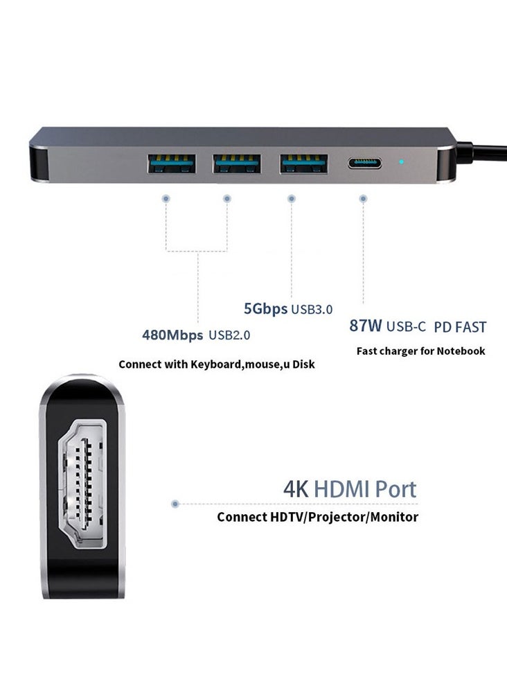 glassology 5-in-1 Type C Hub Adapter with 4K@60HZ HDMI USB-C Multiport Converter 3 USB Ports, USB C PD 5Gbps Data Transfer Ports Compatible For MacBook Pro Air M3 M2 M1 iPad Pro M4 iPhone 16 15 Pro Pro Max Lenovo Dell HP Pro/Air M1 2022, iPad Pro 2022,  - Image 4