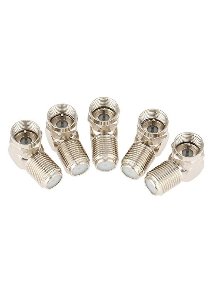 erorex - 90 Degree Coax Adapter Connector, 5pcs TV Antenna Male To F-type Female Right Angle Cable Connector Adapter Set - Image 1