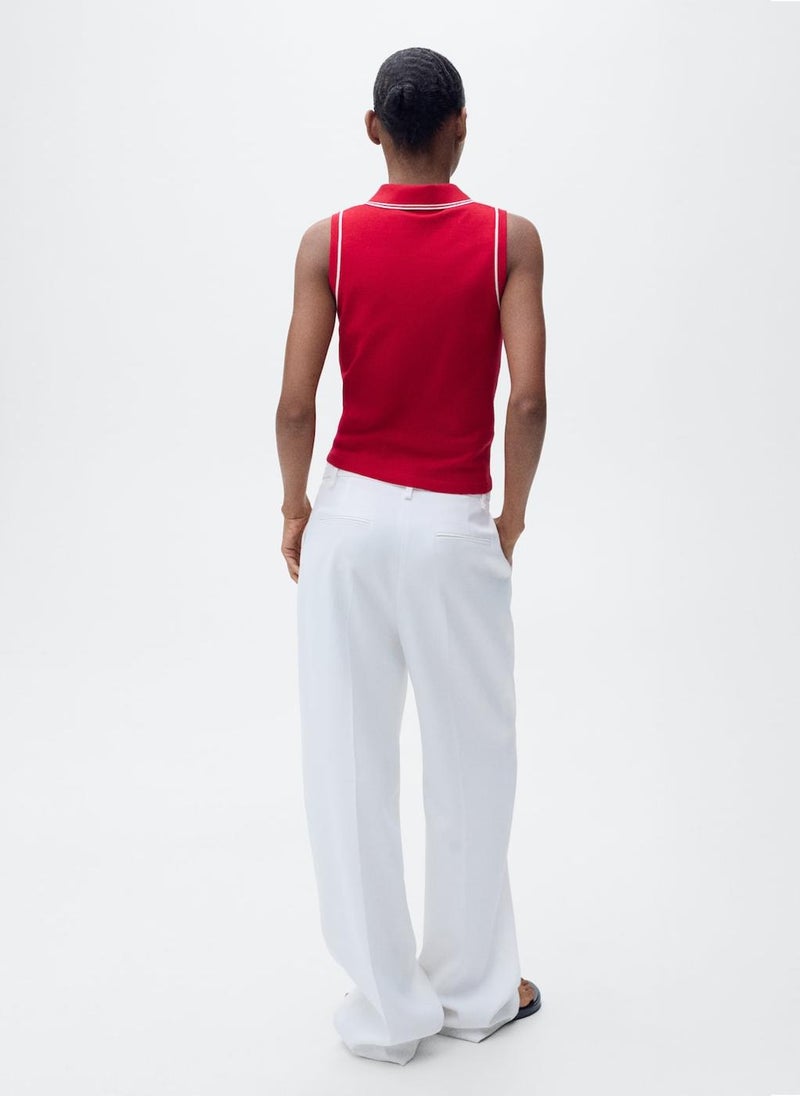MANGO Polo-Neck Contrasting Trims Top  - Image 2