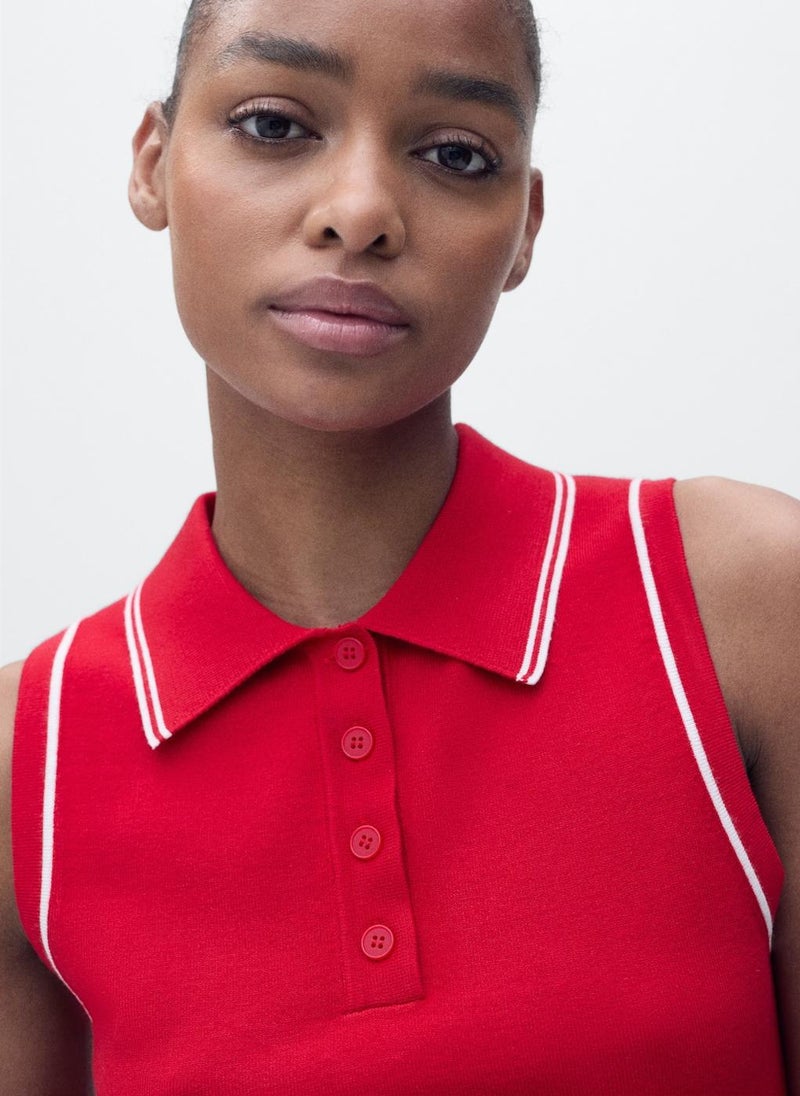 MANGO Polo-Neck Contrasting Trims Top  - Image 4