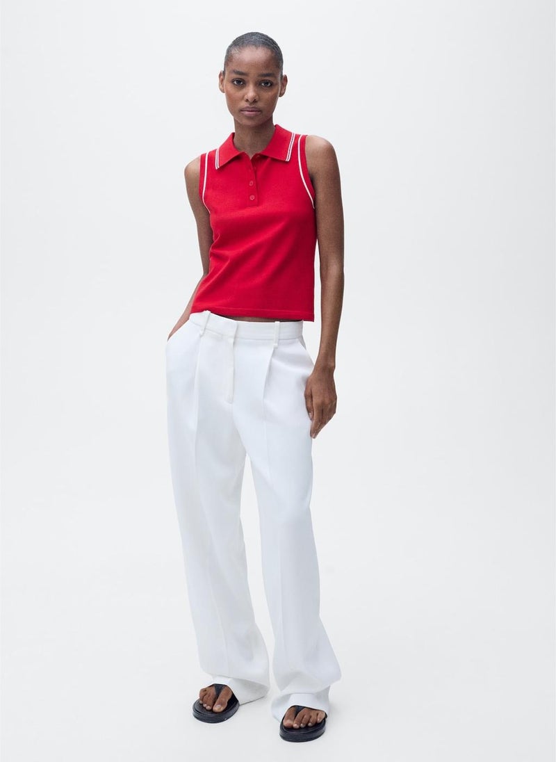 MANGO Polo-Neck Contrasting Trims Top  - Image 5