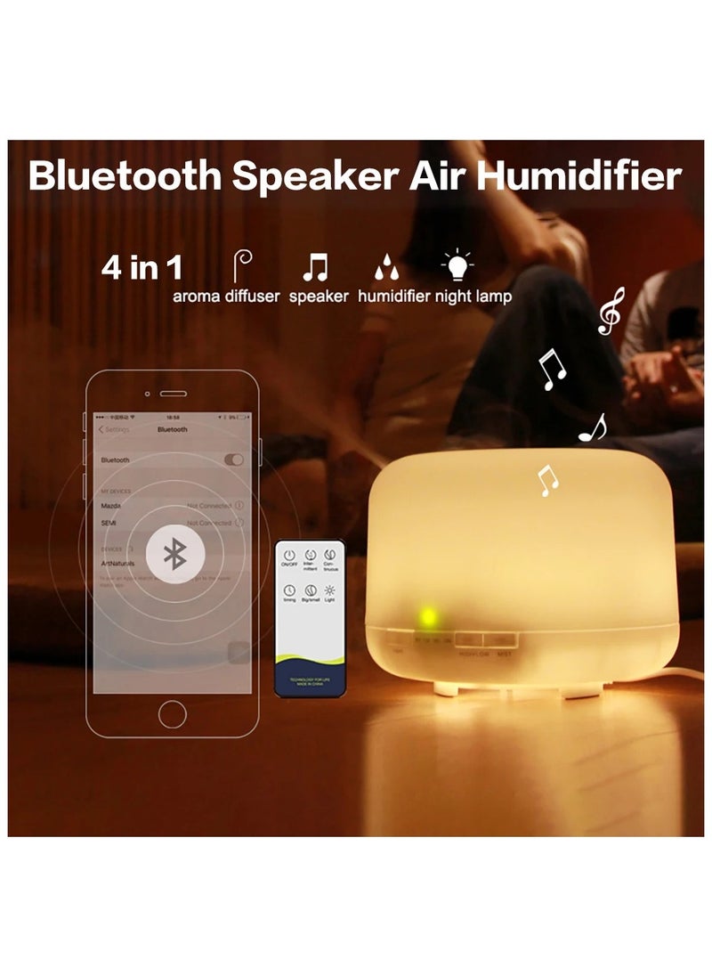 500ml Essential Oil Diffuser with Bluetooth Speaker 7 Color Night Light with Remote Control,