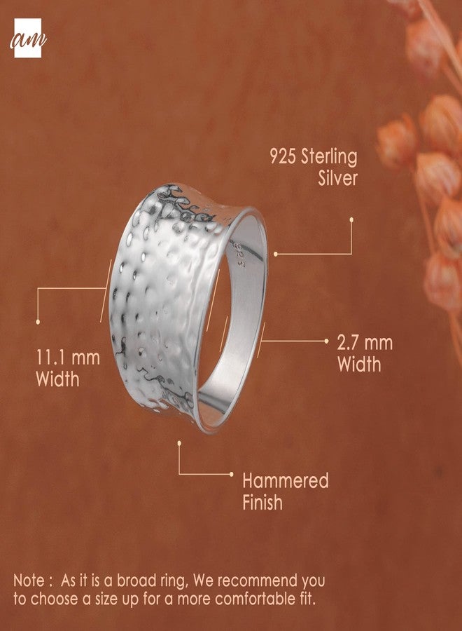 Amberta Women's 925 Sterling Silver Hammered Ring: Size 9 - Image 5