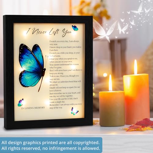 Fabuday Memorial Gifts LED Shadow Box - Sympathy Gift in Memory of Loved One Gifts, Rememberance Gift for Loss of Mother Father Mom Dad, Funeral Condolences Bereavement Grief Gifts, Big Butterfly Wings - Image 2