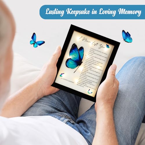 Fabuday Memorial Gifts LED Shadow Box - Sympathy Gift in Memory of Loved One Gifts, Rememberance Gift for Loss of Mother Father Mom Dad, Funeral Condolences Bereavement Grief Gifts, Big Butterfly Wings - Image 4