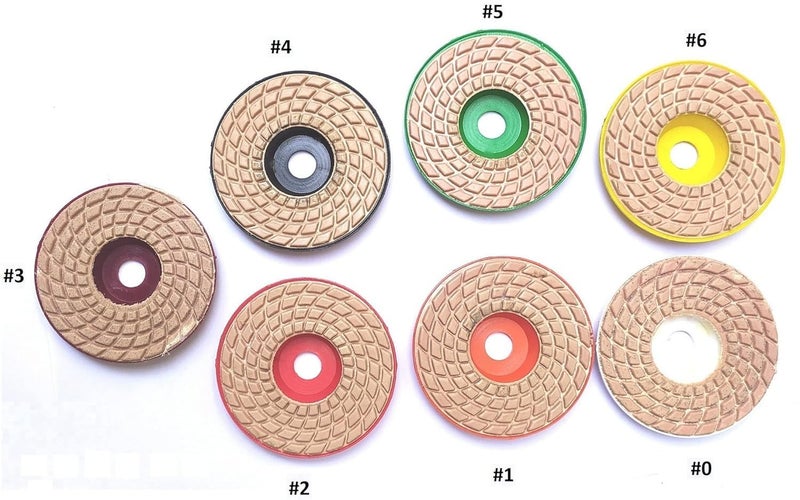 YARAENTERPRISE 4 Diamond Polishing Pads For Glass Granite Marble Concrte Stone Wet and Dry Grit 06 7Pc Glass Grinding Tools Glass Polisher 4 inch  - Image 3