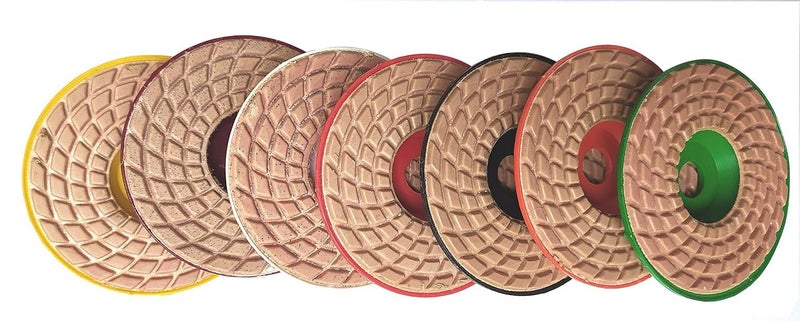 YARAENTERPRISE 4 Diamond Polishing Pads For Glass Granite Marble Concrte Stone Wet and Dry Grit 06 7Pc Glass Grinding Tools Glass Polisher 4 inch  - Image 2