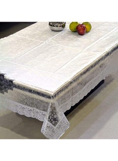 Kuber Industries Kuber Industries PVC Center Table Cover|40x60 Inch |Stone Print Table Cloth 4 Seater|Waterproof Table Sheet, Silver Lace (Silver)  - Image 2