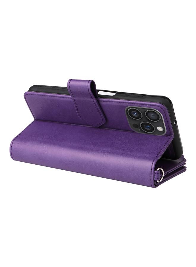 S-TOP Case For iPhone 16 Pro Max Solid Color 2 in 1 Zipper Shockproof Phone Case - Image 5