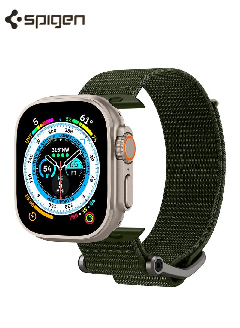 Spigen DuraPro Flex Trail نايلون مع مشبك من سبائك الزنك لساعة Apple 42 مم 44 مم 45 مم 49 مم - متوافق مع سلسلة Ultra 1,2 9,8,7,6,5,SE,3,2,1 أخضر - Image 1