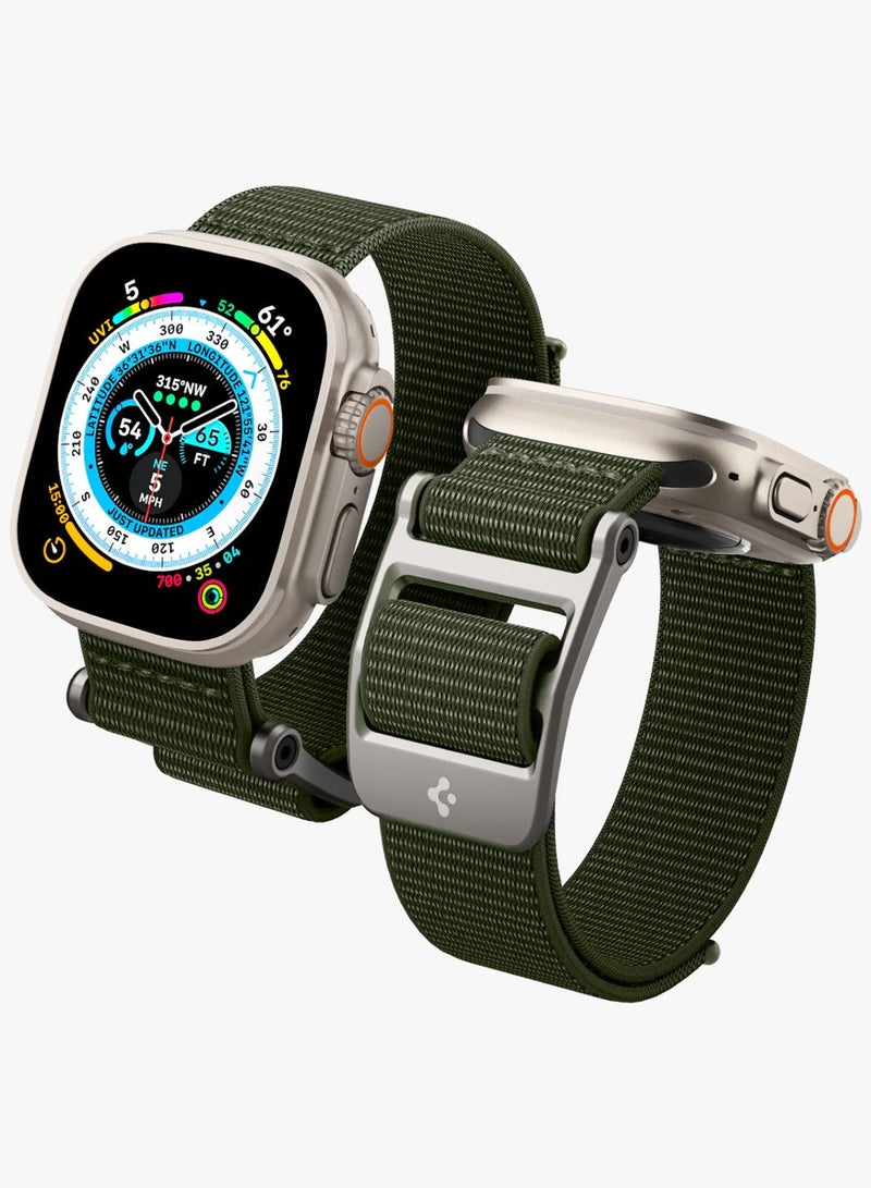 Spigen DuraPro Flex Trail نايلون مع مشبك من سبائك الزنك لساعة Apple 42 مم 44 مم 45 مم 49 مم - متوافق مع سلسلة Ultra 1,2 9,8,7,6,5,SE,3,2,1 أخضر - Image 3