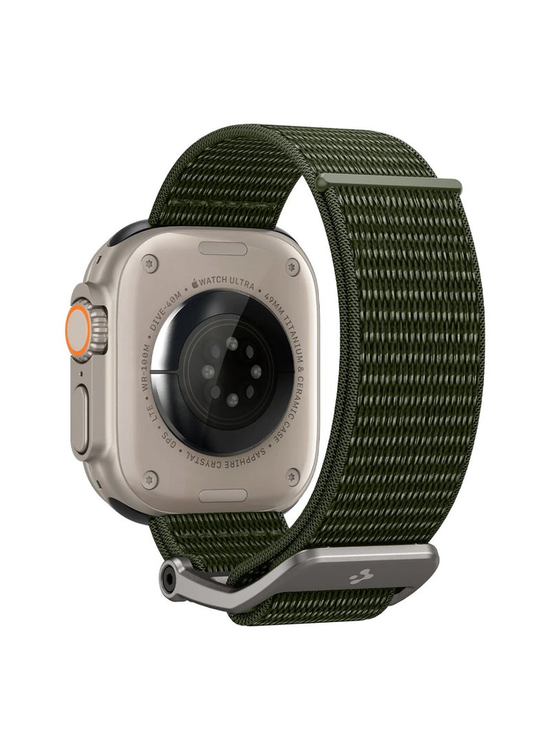 Spigen DuraPro Flex Trail نايلون مع مشبك من سبائك الزنك لساعة Apple 42 مم 44 مم 45 مم 49 مم - متوافق مع سلسلة Ultra 1,2 9,8,7,6,5,SE,3,2,1 أخضر - Image 2