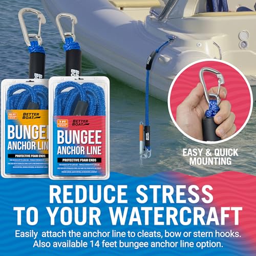 Better Boat Bungee Anchor Rope, Elastic Snubber Anchor Line, 7 ft to 14 ft Stretch, Blue, for Boats and Anchors - Image 4