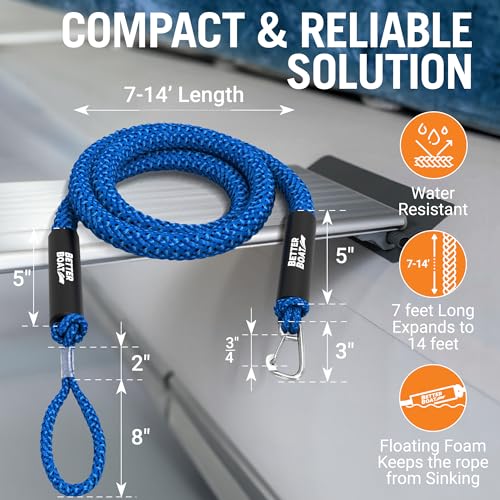 Better Boat Bungee Anchor Rope, Elastic Snubber Anchor Line, 7 ft to 14 ft Stretch, Blue, for Boats and Anchors - Image 3