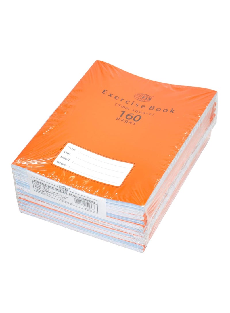 FIS دفاتر تمارين مربعة 5 مم بهامش أيسر، 160 صفحة، عبوة من 12 قطعة، مقاس 16.5 × 21 سم - FSEBSQ05160N - Image 1