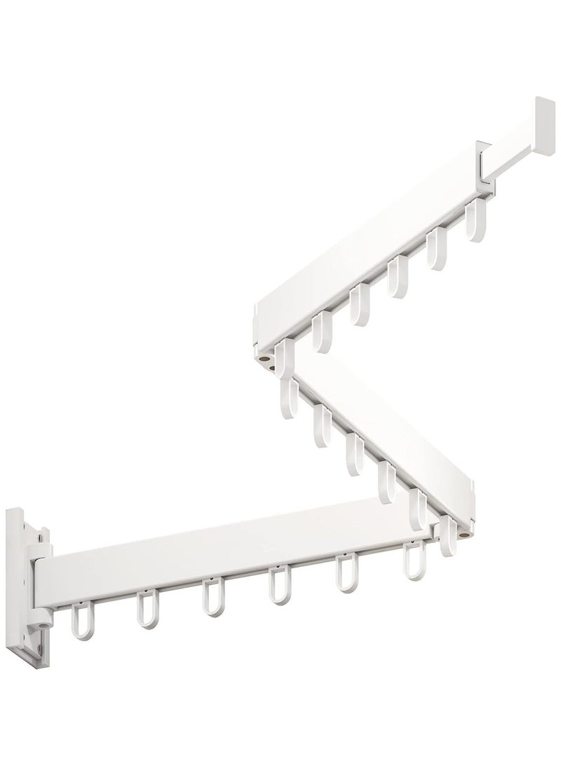 Clothes Hanger Rack, Wall Mounted Clothes Drying Rack, Collapsible Retractable Laundry Clothes Rack Wall Mount, Drying Rack with Windproof Ring Hooks White  - Image 1