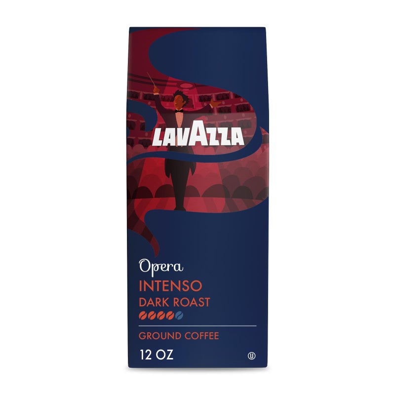 Lavazza Opera Intenso Ground Coffee 12oz Bag, Dark Roast, Bold and Balanced Taste, Intensity 4/5, Arabica and Robusta, Ideal for Drip Brewers, (Pack of 1) - Package May Vary - Image 1