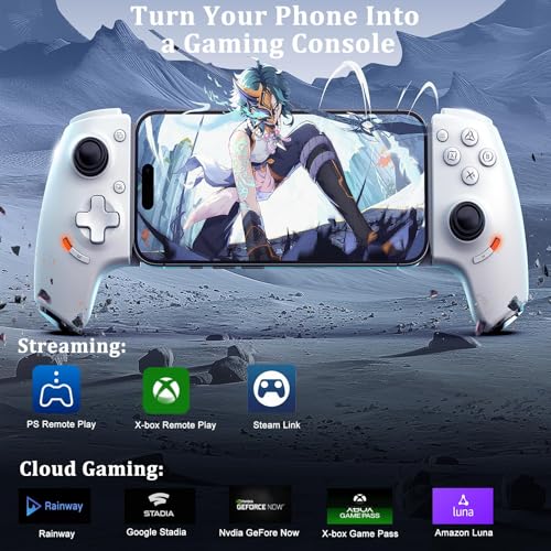 Megadream Phone Controller for iPhone 16/iPhone 15/Android USB C Mobile Gaming Controller with 3.5mm Audio Jack, Remote Player Gamepad for PS5/PS4/Xbox/PC, Cloud Game, Plug and Play, Hall Joysticks/Hall Trigger, 2 Mappable Buttons, White - Image 2