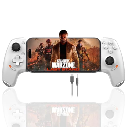 Megadream Phone Controller for iPhone 16/iPhone 15/Android USB C Mobile Gaming Controller with 3.5mm Audio Jack, Remote Player Gamepad for PS5/PS4/Xbox/PC, Cloud Game, Plug and Play, Hall Joysticks/Hall Trigger, 2 Mappable Buttons, White - Image 1