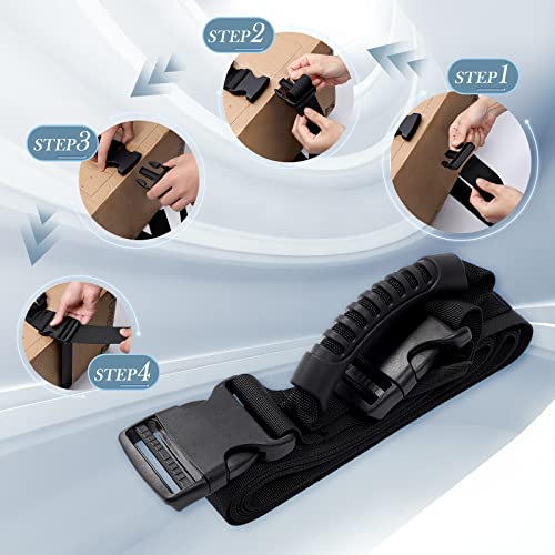 ECOSHIRE Box Carrying Strap with Handle, Handheld Belt for Safely Moving and Lifting Heavy Boxes, Adjustable Belt, Cross Style Carry Straps, Suitable for Groceries, Luggage(118.1 inch) - Image 4