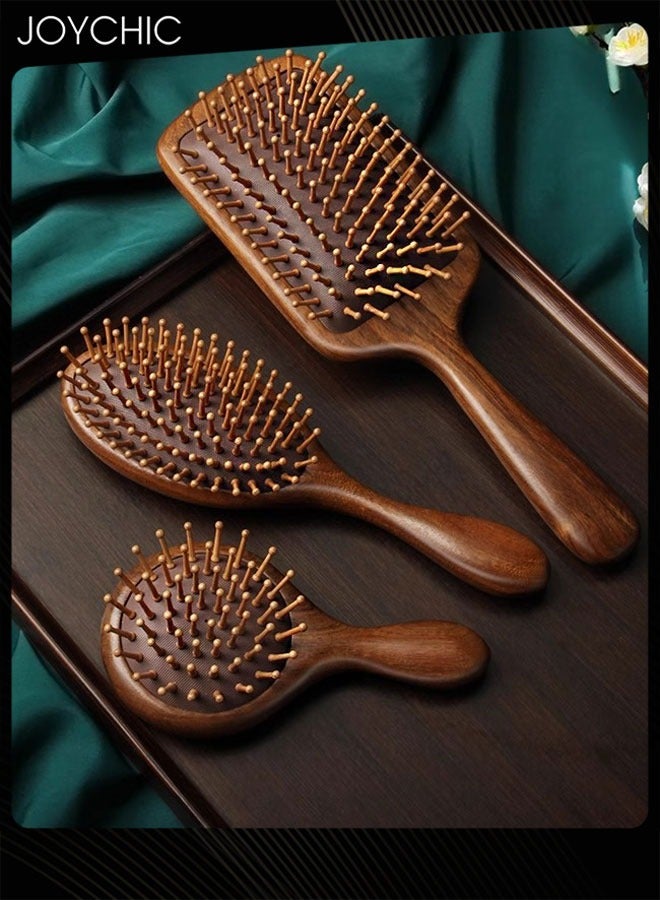 Joychic 3 Pcs Gold Silk Sandalwood Women Hair Comb Ladies Lightweight Household Wooden Comb Scalp Massage Comb - Image 1