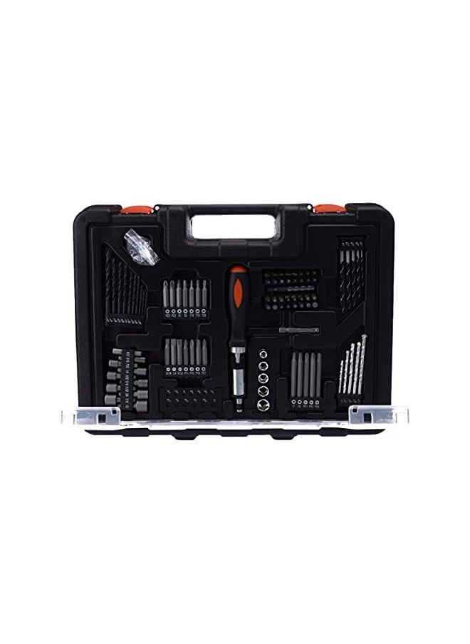 BLACK+DECKER - 12V 1.3Ah Ni Cd 17 Clutch Cordless Drill Driver With 100 Accessories In Kitbox Orange/Black Cd12100Km B5 2 Years - Image 1