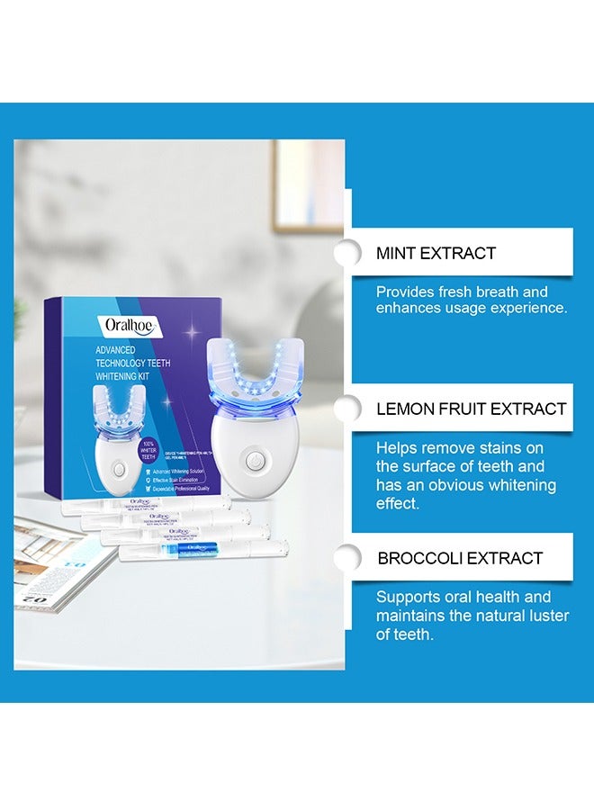 أورالحوي طقم تبييض الأسنان اللاسلكي، مع مصابيح LED مزدوجة للتبييض الطبيعي بقوة 32X، يتضمن 4 أقلام جل لتبييض الأسنان (أبيض) - Image 5