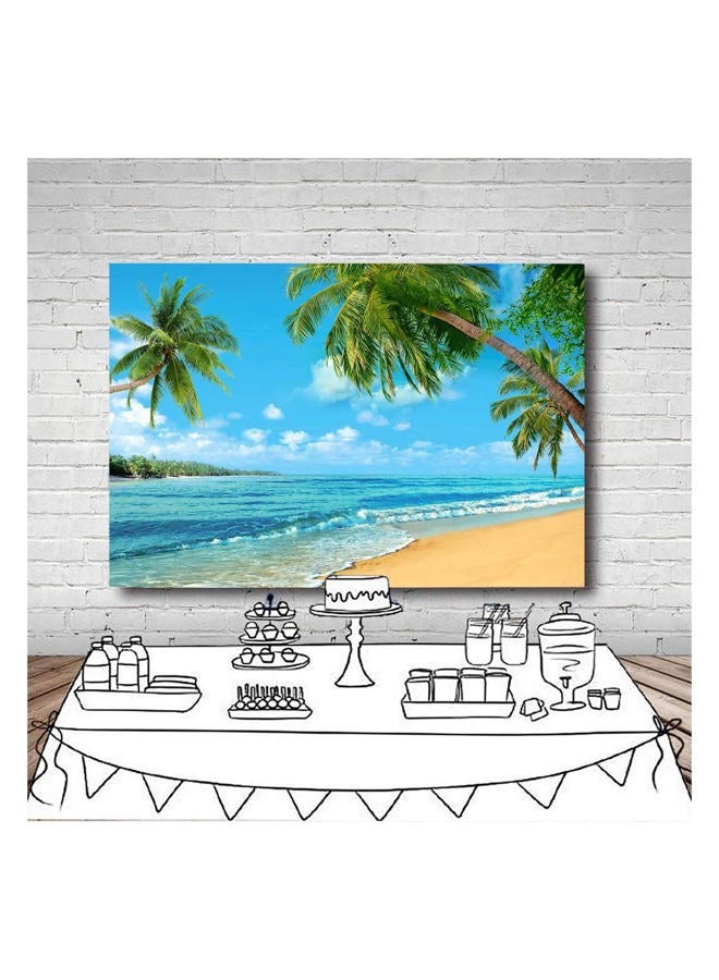 Qian Summer Tropical Hawaii Palm Tree Or Beach Photography Backdrops 7X5FT Blue Sea Sky Sunshine Luau Party Photo Background Wedding Bride Shower Baby Birthday Party Banner Supplies Props 8x6ft - Image 3