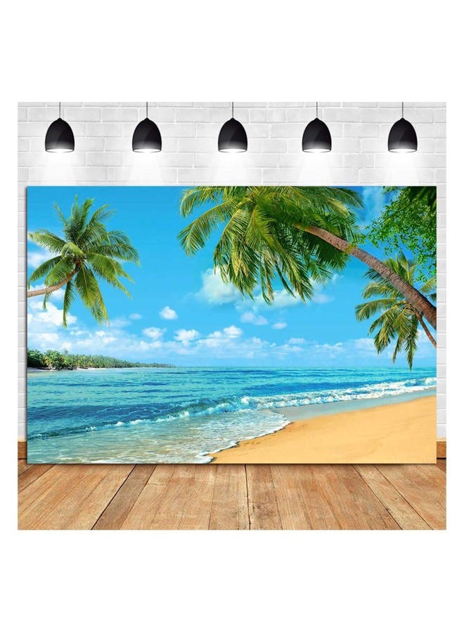 Qian Summer Tropical Hawaii Palm Tree Or Beach Photography Backdrops 7X5FT Blue Sea Sky Sunshine Luau Party Photo Background Wedding Bride Shower Baby Birthday Party Banner Supplies Props 8x6ft - Image 2