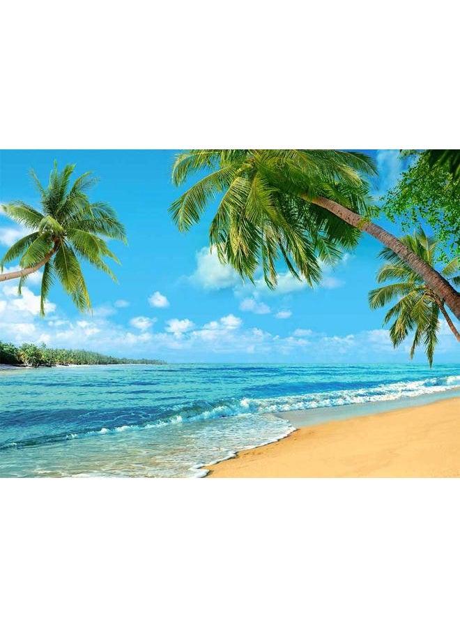 Qian Summer Tropical Hawaii Palm Tree Or Beach Photography Backdrops 7X5FT Blue Sea Sky Sunshine Luau Party Photo Background Wedding Bride Shower Baby Birthday Party Banner Supplies Props 8x6ft - Image 5