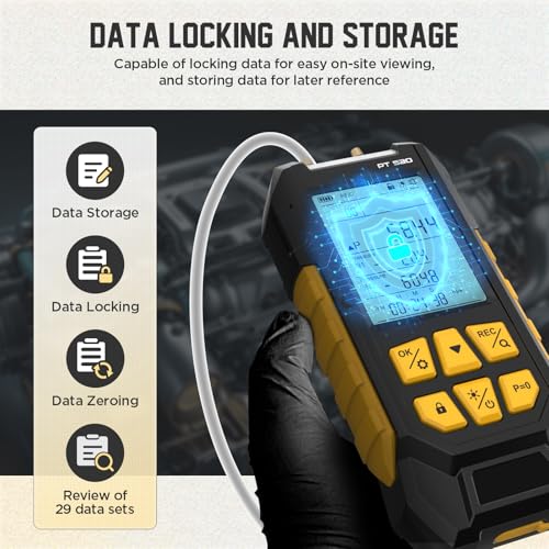VKALTUL Manometer, Digital Manometer HVAC Dual Port Air Gas Pressure Tester Differential with 10 Units High Accuracy Value 29 Data Stores Backlight Display,-100~200Kpa,-1000~2000mbar - Image 5