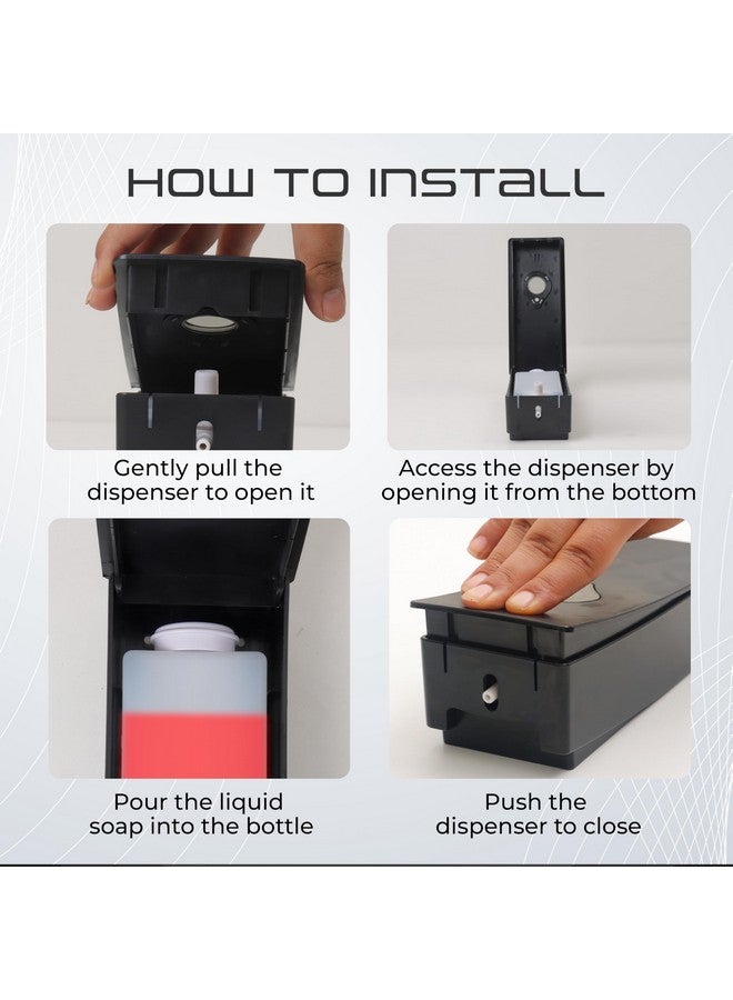 ROBUSTT موزع سائل صابون يدوي مثبت على الحائط - أسود (200 مل، عبوة من 1) - مع خطافات لاصقة | مقاوم للتسرب، نافذة شفافة، تركيب سهل - عبوة من 5 - Image 4