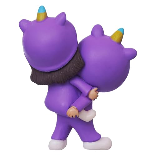 PICKARTME Valentine Gift for Girlfriend Boyfriend| Purple Resin Miniature Cute Couple Statue Girl on Boy's Shoulder Decorative Showpiece Valentine Day Gift for Husband Wife - Image 4