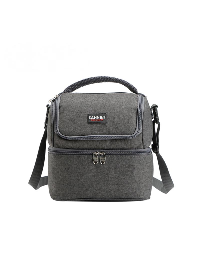 SANNE Thermal Insulated Lunch Bag Handheld Double-Layer Picnic Bag - Image 1