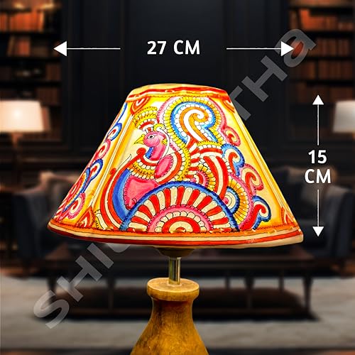 SHILP KATHA Handicraft Leather Lamps Shade (without stand) for Home Decoration | Handmade Side Table Lamp for Bedroom Decor | Decorative festival gift for Living Room, Desk | Peacock (10 inch width) - Image 3