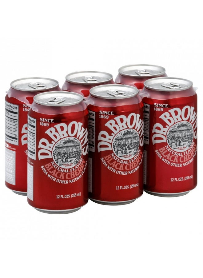 Dr. Brown's Dr Browns Soda Black Cherry, 12 Fl Oz (Pack of 6) 