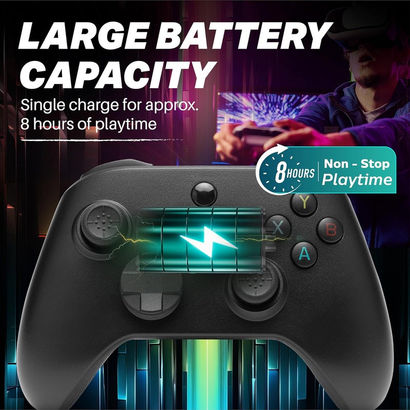 NITHO SMART 2 Wireless Controller for Switch, PC, Android & iOS | Gaming Gamepad with Hall Effect Trigger & Stick, Adjustable Turbo & Vibration, 6-Axis Motion Sensor, Programmable Buttons - Black - Image 4