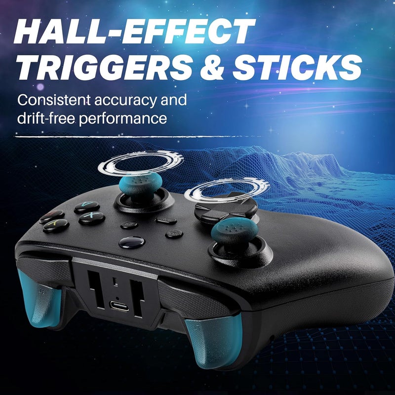 NITHO SMART 2 Wireless Controller for Switch, PC, Android & iOS | Gaming Gamepad with Hall Effect Trigger & Stick, Adjustable Turbo & Vibration, 6-Axis Motion Sensor, Programmable Buttons - Black - Image 5
