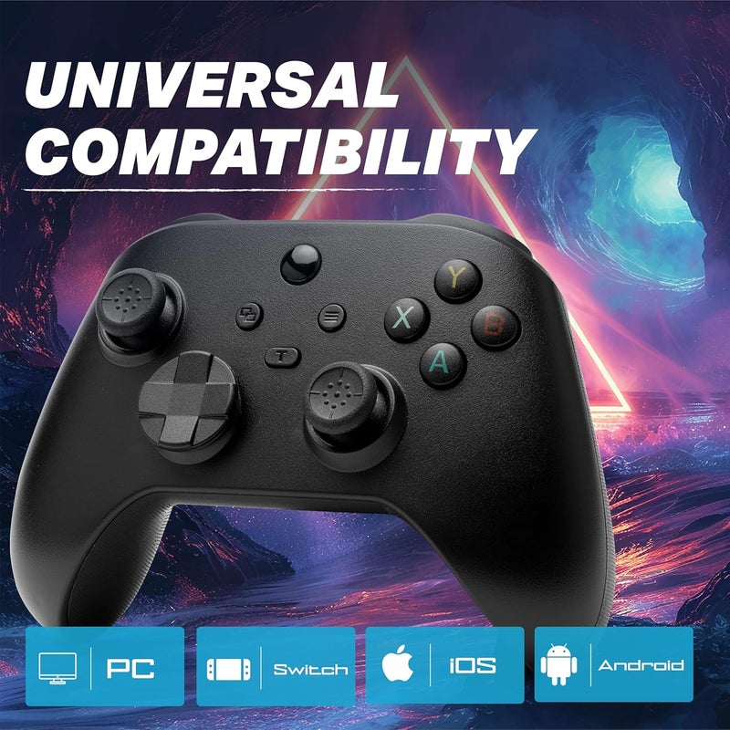 NITHO SMART 2 Wireless Controller for Switch, PC, Android & iOS | Gaming Gamepad with Hall Effect Trigger & Stick, Adjustable Turbo & Vibration, 6-Axis Motion Sensor, Programmable Buttons - Black - Image 3