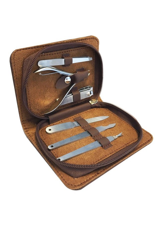 EvriHolder Dapper Man, Six Piece Grooming Kit with Leather Carrying Case, Manicure and Pedicure Tool Set  - Image 1