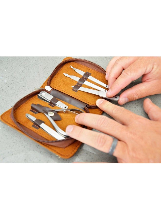 EvriHolder Dapper Man, Six Piece Grooming Kit with Leather Carrying Case, Manicure and Pedicure Tool Set  - Image 4